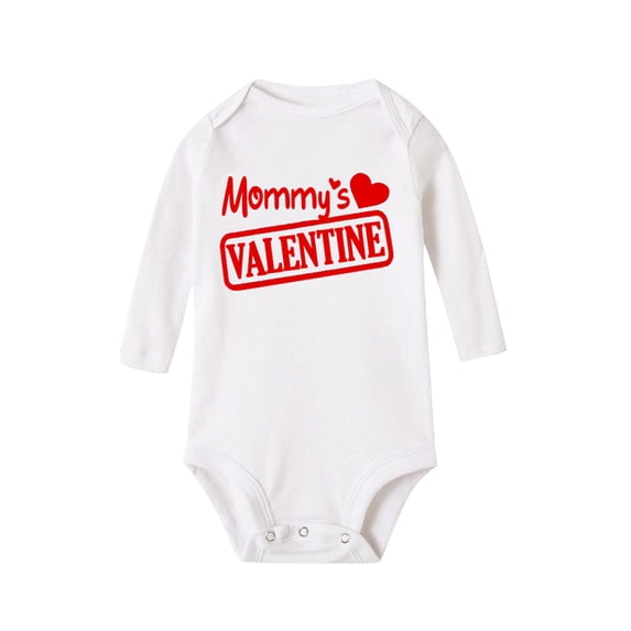 Coerni Baby Valentine's Day Toddler Girls Boys Letter Heart Prints Long Sleeves Jumpsuit Twin Outfits for Baby Girl Sets