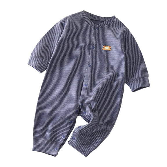 Coerni Baby Velvet Baby Striped Clothing Boneless Crawl Clothing Autumn and Winter New Children Warm Pajamas 24m Boy Romper