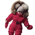 thumbnail image 1 of Coerni Baby Winter Puffer Snowsuit Faux Fu𝐫 Hooded Down Outfits Elastic Waist Warm Zip Up Quilted Onesie Ski Jacket, 1 of 7