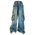 thumbnail image 1 of Coerni Baggy Cargo Pants for Kids Girls Wide Leg Jeans Y2k Hip Hop High Waisted Pants Casual Streetwear Loose Clothes, 1 of 8