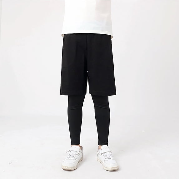 Coerni Big Kids Boys 2 In 1 Athletic Leggings, Toddler Letter Printing Running Workout Legging Pants Breathable Pants