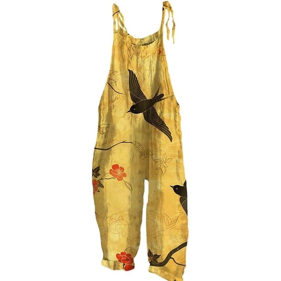 Coerni Boho Floral Jumpsuits for Girls Adjustable Spaghetti Strap Harems Rompers Summer Plus Size Casual Overalls with Pockets