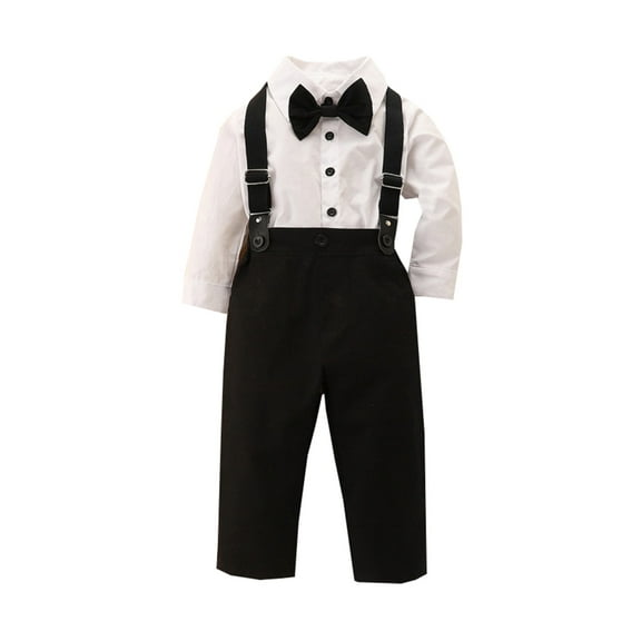 Coerni Boy Clothes Suit Toddler Boys Long Sleeve White Shirt Tops Pants With Black Tie Child Kids Gentleman Wedding Outfits