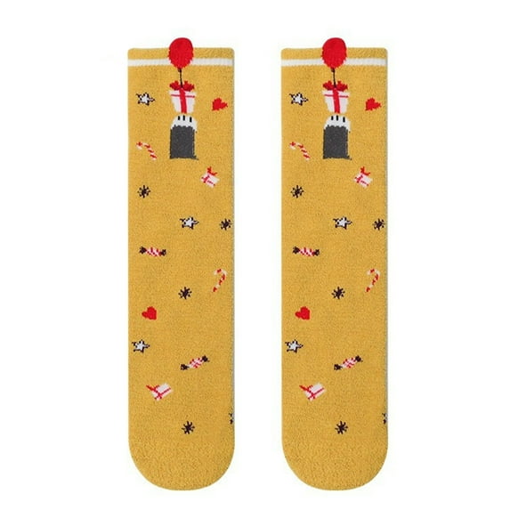 Coerni Boy Girl Knee High Cartoon Socks Toddler Kids Unisex Warm Thick Cotton Socks Santa Christmas Socks Long Stockings Girl Socks Size 2