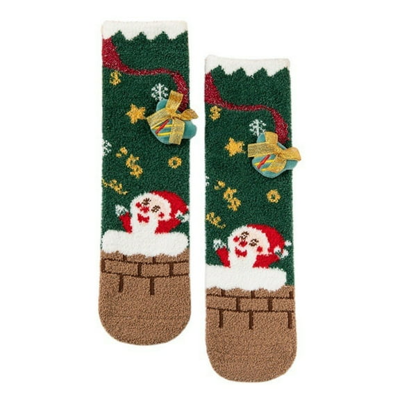 Coerni Boy Girl Knee High Cartoon Socks Toddler Kids Unisex Warm Thick Cotton Socks Santa Christmas Socks Long Stockings Pack