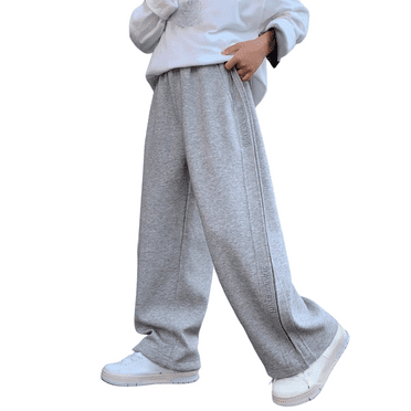 Coerni Boy's Athletic Sweatpants Wide Leg Casual Fall Letter Sports Elastic Waist Baggy Pants Kids' Youth Open Bottom Sweatpant