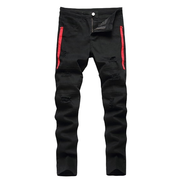 Coerni Boy's Ripped Skinny Stretch Distressed Destroyed Slim Jeans Denim Pants Fashion Straight Comfort Waist Straight Leg Pants