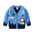 thumbnail image 1 of Coerni Boys' Button-up Cardigan 𝐂artoon Print V-Neck Cotton Knit Sweater Casual Outerwear Kids Autumn and Winter Coat, 1 of 8