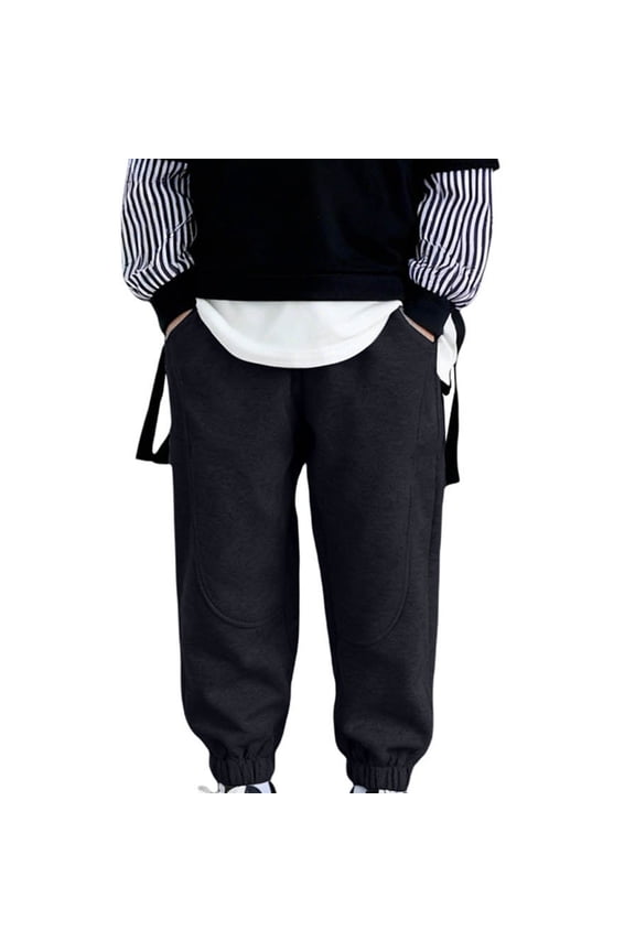 Coerni Boys Cotton Jogger Pants Slim Fit Athletic Pull On Sweatpants Girls Fleece Warm Baggy Streetwear Baseball Hiking Trousers