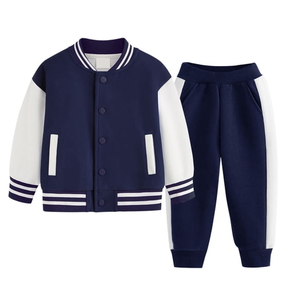 Coerni Boys Girls 2 Pcs Outfit Baseball Bomber Varsity Jacket and Track Sweatpants Jogger Pants Set Classic Sweatsuit Fall Tracksuit