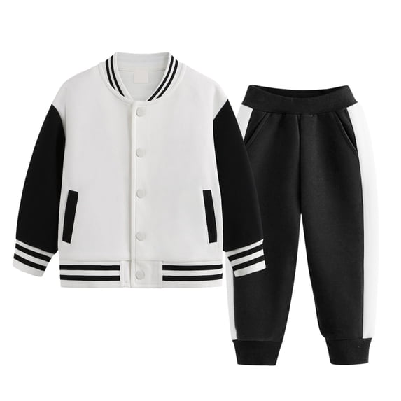 Coerni Boys Girls 2 Pcs Outfit Baseball Bomber Varsity Jacket and Track Sweatpants Jogger Pants Set Classic Sweatsuit Fall Tracksuit