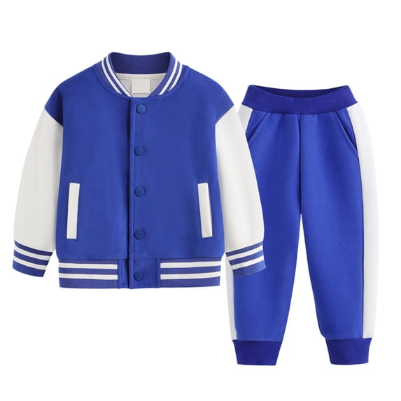 Coerni Boys Girls 2 Pcs Outfit Baseball Bomber Varsity Jacket and Track Sweatpants Jogger Pants Set Classic Sweatsuit Fall Tracksuit