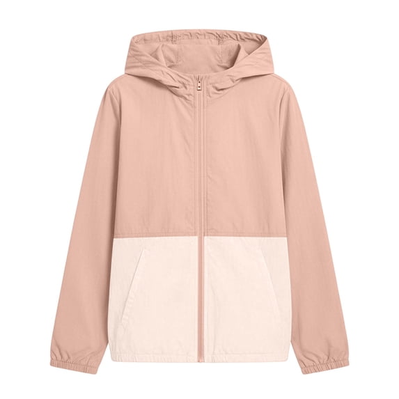 Coerni Boys& Girls 50+ Sun Hoodie Jacket Color Block Long Sleeve Full Zip Sun Protection Coats Summer Outdoor Lightweight Kids Clothes