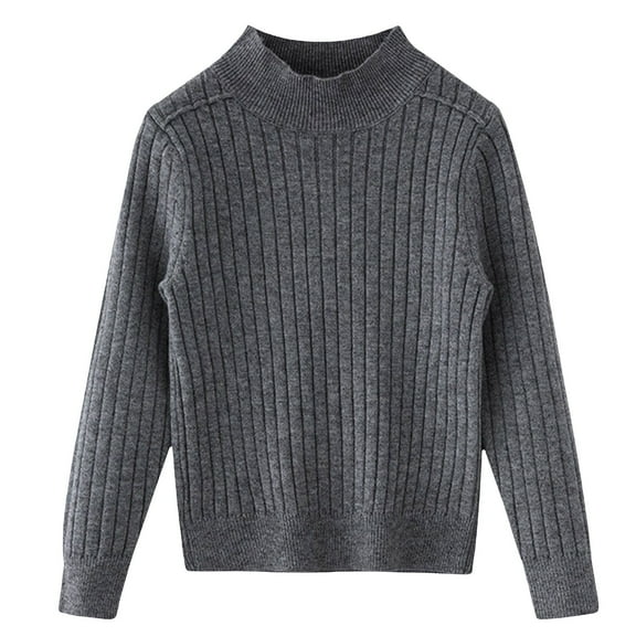 Coerni Boys Girls Casual Knit Sweater Kids Mock Neck Sweater Basic Cropped Pullover Oversized Long Sleeve Tops Slim Blouse