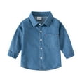 thumbnail image 1 of Coerni Boys Girls Casual Long Sleeved Denim Shirt Toddlers Kids Fall Winter Casual Lapel Cardigan Clothes Top for School, 1 of 4