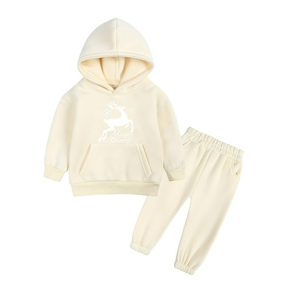 Coerni 2Pcs Baby Boys Hoodie Tops Pants Set Christmas Deer Print Sweatsuit Fall Winter Outfits Toddler Long Sleeve Tracksuits