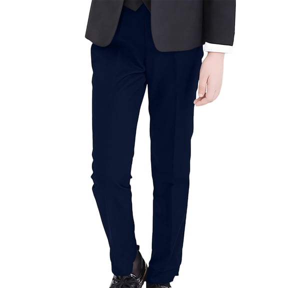Coerni Boys Girls Classic Formal Dress Pant Waist Suit Trousers Slacks Straight Fit Tapered Suit Pants Stripe Loose Stretch Pull-on