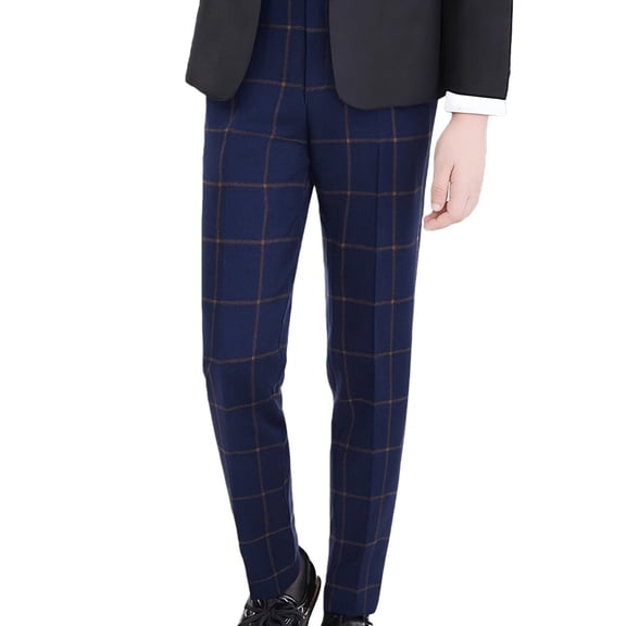 Coerni Boys Girls Classic Formal Dress Pant Waist Suit Trousers Slacks Straight Fit Tapered Suit Pants Stripe Loose Stretch Pull-on