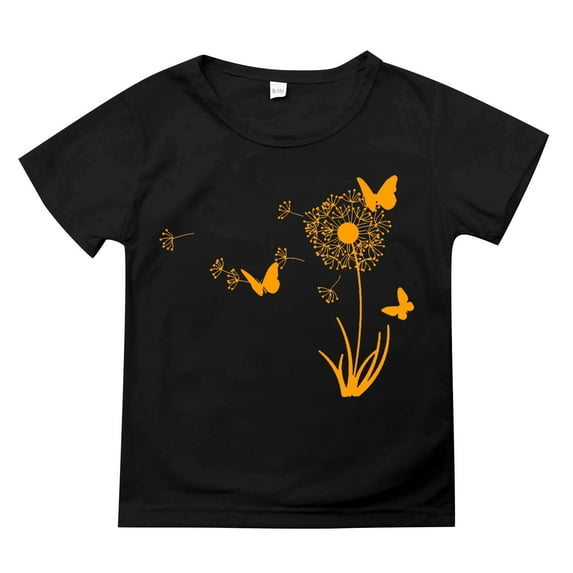 Coerni Boys Girls Cotton Print T Shirts Short Sleeve Crew Neck Tee Tops Summer Casual T shirts for Teen Girls Kids Boys 2-14 Years