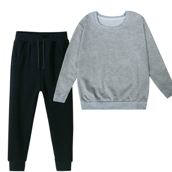 Coerni Boys Girls Crewneck Sweatshirts Toddler Baby Loose Sweatshirt Solid Cotton Warm Soft Long Sleeve T Shirts and Pants Outfit