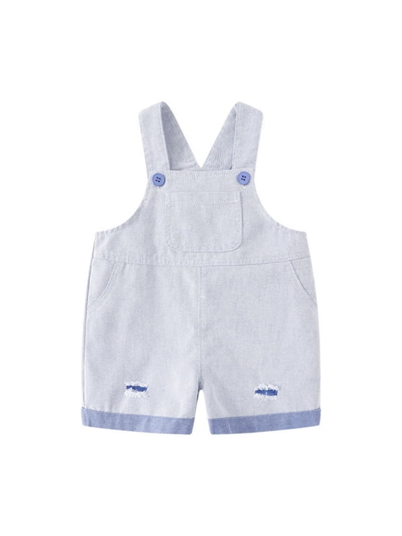 Coerni Boys & Girls Cross Suspenders Shorts Solid Cute Distressed Denim Short Overalls Toddler Kids Fashion Casual Shortalls Summer Outdoor