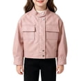 thumbnail image 1 of Coerni Boys Girls Faux Leather Jacket Banded Stand Collar Biker Moto Coat Teen Trendy Vintage Cropped Jackets Fall Winter Coat, 1 of 7
