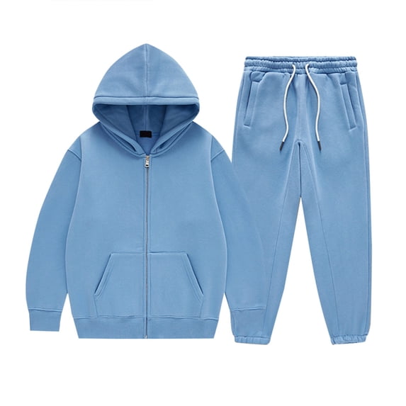 Coerni Boys Girls Hoodie Sweatpants Set Kids Cotton Warm Athletic Outfits Teen Cute Joggers Sweatsuit 2 Piece Fall Winter Suit