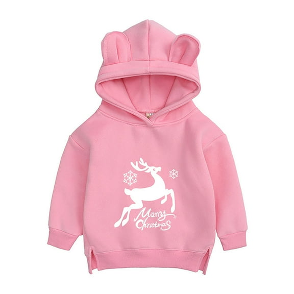 Coerni Boys Girls Merry Christmas Fleece Sweatshirt Multicolour Long Sleeve Thick Hoodies Cute Activewear Fall Winter