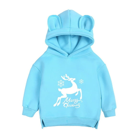 Coerni Boys Girls Merry Christmas Fleece Sweatshirt Multicolour Long Sleeve Thick Hoodies Cute Activewear Fall Winter