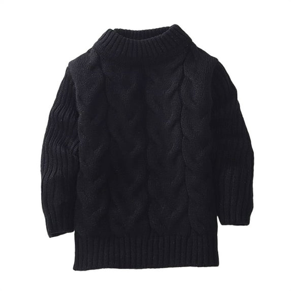 Coerni Boys Girls Mock Neck Knit Sweater Kids Crewneck Cable Chunky Pullover Toddler Baby Warm Winter Clothes Basic Tops Shirt