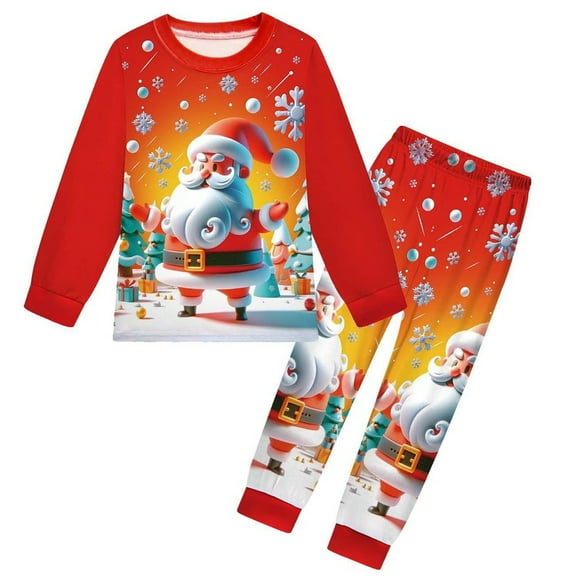 Coerni Boys Girls Pajamas Sets for Kids Toddler Baby Christmas Outfits Long Sleeve Sleepwear Jammies Loungewear Xmas Clothes
