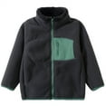 thumbnail image 1 of Coerni Boys Girls Polar Fleece Jacket Full-Zip Mock Sherpa Lined Coat Color-Block Fuzzy Zipper Pocke𝐭s Windproof Outerwear, 1 of 8