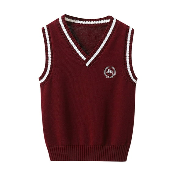 Coerni Boys Girls School Uniform Sweater Vest V Neck Soft Comfy Pullover Trendy Knitted Waistcoat Vest Preppy Uniform Sweater