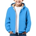 thumbnail image 1 of Coerni Boys Girls Sherpa Fleece Lined Hoodie Jacket Zip Up Thermal Jacket Winter Warm Outwear Coat Cozy Casual Hooded Sweatshirt, 1 of 8
