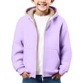 thumbnail image 1 of Coerni Boys Girls Sherpa Fleece Lined Hoodie Jacket Zip Up Thermal Jacket Winter Warm Outwear Coat Cozy Casual Hooded Sweatshirt, 1 of 8