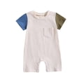 thumbnail image 1 of Coerni Boys Girls Short Sleeve Patchwork Colour Romper Jumpsuit With Pocket Fall Outfit Girl, 1 of 6