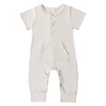 thumbnail image 1 of Coerni Boys Girls Short Sleeve Solid Pullover Romper Jumpsuit With Pocket Boy 6 Months, 1 of 4