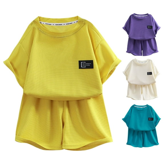 Coerni Boys Girls Shorts Set two Piece Kids Short Sleeve Matching Outfits Summer Personalized Breathable Outfits Loose