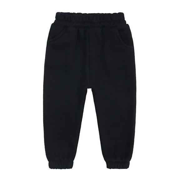 Coerni Boys Girls Solid Color Fleece Sweatpants Toddler Kids Elastic Waist Jogger Pants Winter Sport Active Trousers