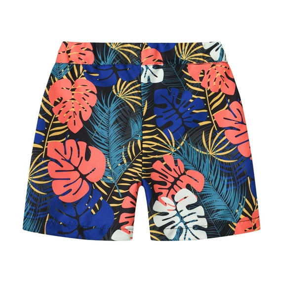 Coerni Girls Boys Tropical Print Shorts Elastic High Waist Summer Vacation Beach Outfits Kids Loose Fit Short Pants