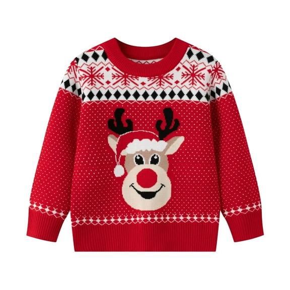 Coerni Boys Girls Sweater Xmas Sweaters Toddler Casual Solid Color Long Sleeve Tops Cable Knit Pullover Sportwear Christmas Shirts