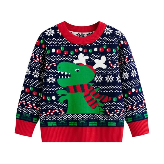 Coerni Boys Girls Sweater Xmas Sweaters Toddler Casual Solid Color Long Sleeve Tops Cable Knit Pullover Sportwear Christmas Shirts