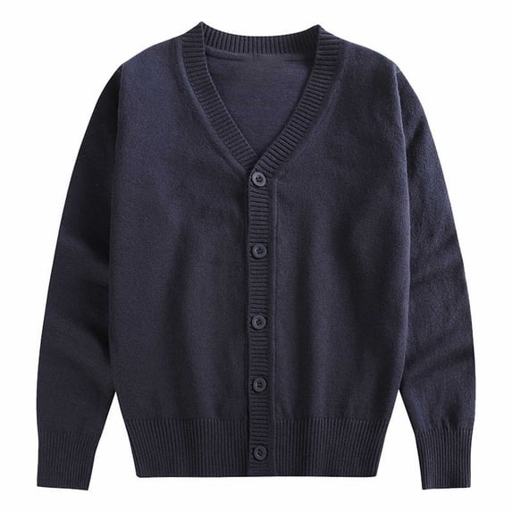 Coerni Boys Girls Sweaters Long Sleeve V-Neck Button Up Knit Cardigan Basic Versatile Kids Fall School Clothes 18M-16Y