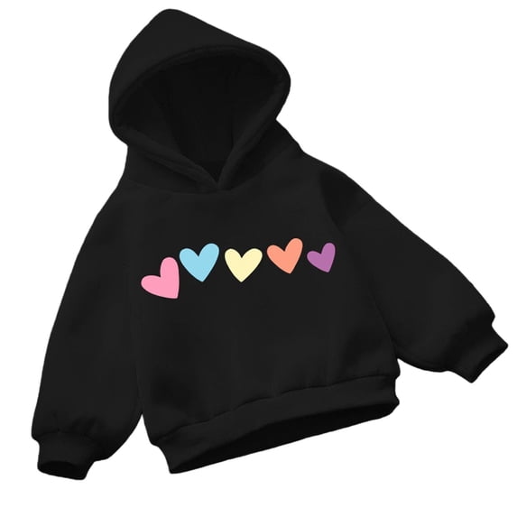 Coerni Boys Girls Sweatshirt Pullover Heart Print Graphic Hoodies with Pocket Long Sleeve Drop Shoulder Tops Holiday Trendy Jacket