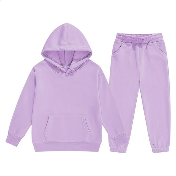 Coerni Boys Girls Tracksuit Pullover Youth 2 Piece Jogging Hoodie Fleece School Sweatshirt Kids Jogger Pants Set Athletic Suit