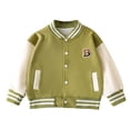 thumbnail image 1 of Coerni Boys & Girls Varsity Jackets Contrast Long Sleeve Embroidery Bomber Jackets Button Down Cardigan Baseball Coats, 1 of 7