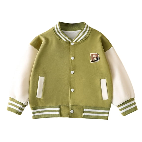 Coerni Boys & Girls Varsity Jackets Contrast Long Sleeve Embroidery Bomber Jackets Button Down Cardigan Baseball Coats