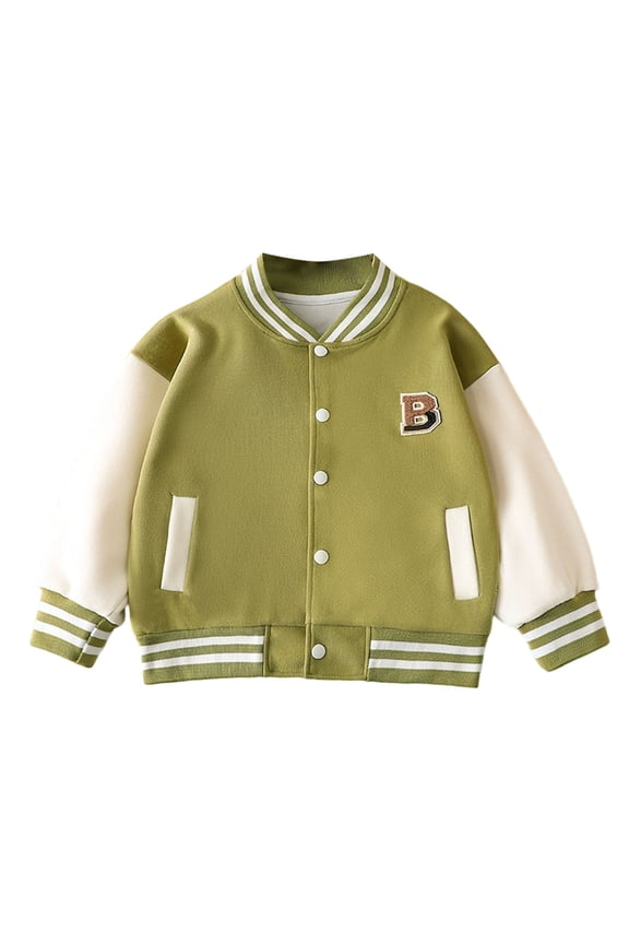 Coerni Boys & Girls Varsity Jackets Contrast Long Sleeve Embroidery Bomber Jackets Button Down Cardigan Baseball Coats