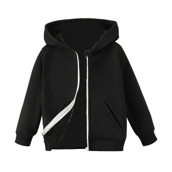 Coerni Boys Girls Zip Up Hoodie Sweatshirt Kids Hooded Winter Jacket Cotton Athletic Hoodie Classic Solid Jackets with Pockets