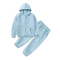 thumbnail image 1 of Coerni Boys Girls Zip Up Hoodie Sweatsuit Set Toddler Baby Solid Fleece Sweatshirt Outfits Kids Trendy Warm Outerwear with Pockets, 1 of 9